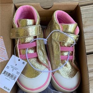 See Kai Run Belmont II Gold Shine Velcro High Tops, toddler size 8